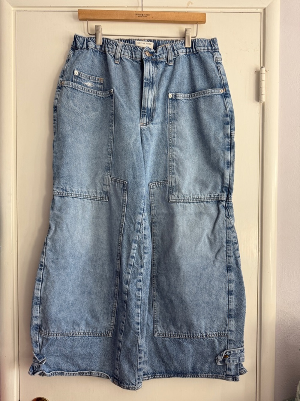 Free People CRVY Outlaw Wide Leg Jeans Large Short